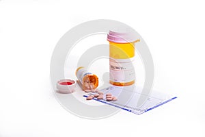 Prescription Form Covered in Pills