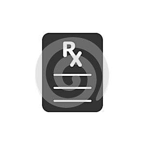 Prescription icon in flat style. Rx document vector illustration on white isolated background. Paper business concept