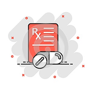 Prescription icon in flat style. Rx document vector illustration on white isolated background. Paper business concept