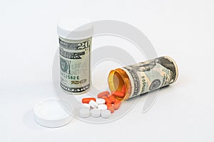 Prescription Medication Bottles with Money