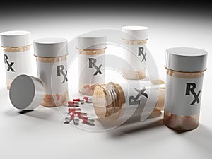 Prescription Medication Bottles with Pills