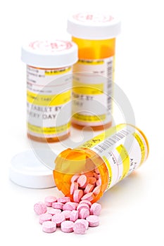 Prescription medication in pharmacy pill vials