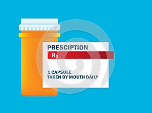 Prescription Medicine Pharmacy in Bottle. Concept of Health Care Treatment, Medical and Doctor or Pharmacist