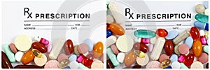 Prescription pad mixed supplements pills drugs medicine