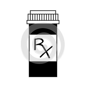 Prescription pill bottle black and white illustration