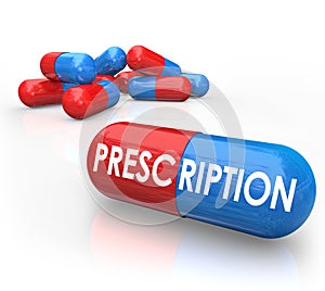 Prescription Word Pills Capsules Prescribed Medicine Treatment