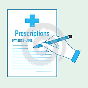 Prescriptions and hand icon. Medicine illustration photo