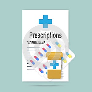 Prescriptions and pills icon.