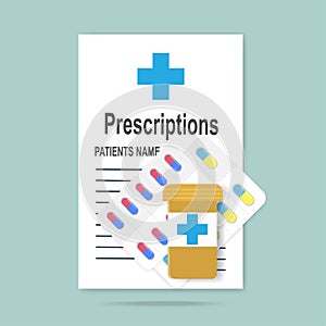 Prescriptions and pills icon. photo