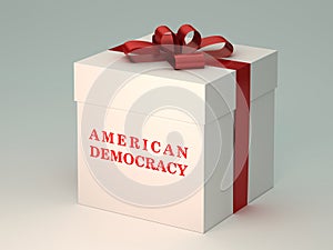 Present box with american democracy title