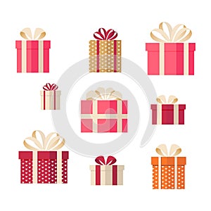 Present boxes, Gift boxes vector set, isolated