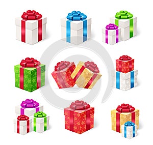 Present Boxes Set. Vector photo