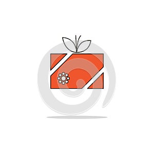 Present color thin line icon.Vector illustration