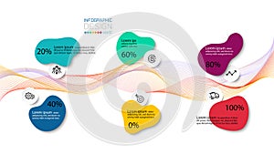 Present data in wave design, display data as a percentage, use it for business or profit reporting or corporate work. vector illus