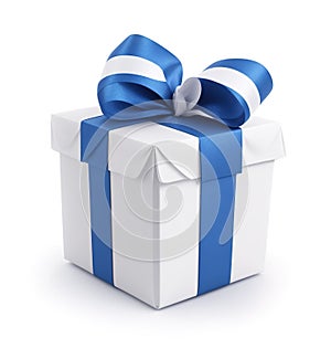 Present Gift Box with Blue Bow