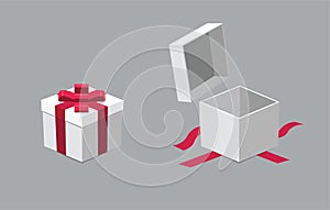 Present Gift Box Wrapped Unwrapped Vector photo