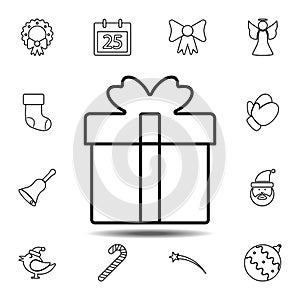 Present icon. Simple thin line, outline vector element of Christmas joy icons set for UI and UX, website or mobile application