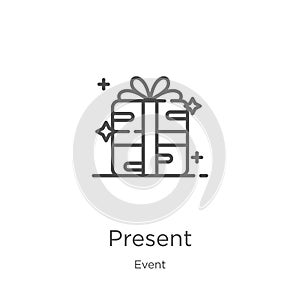 present icon vector from event collection. Thin line present outline icon vector illustration. Outline, thin line present icon for