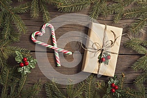 Present in a pine branches frame