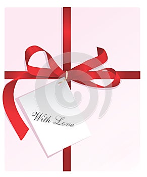 Present,red ribbon,card With Love