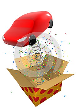 Present with spring car