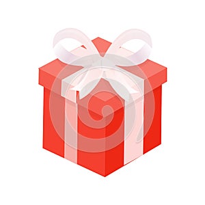 Present with Winding Wide Ribbon and Bow Vector