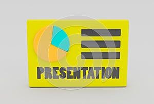 Presentaion icon minimal 3d rendering on white background