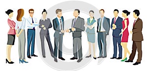 Presentation, agreement with a group of employees illustration