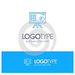Presentation, Analytics, Business, Chart, Graph, Marketing, Report Blue outLine Logo with place for tagline