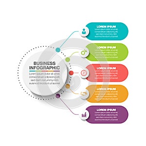 Presentation Business circle infographic template with 5 options.