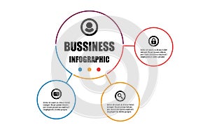 Presentation business infographic design template with circle 3 options. Vector design concept label banner elements presentation