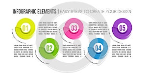 Presentation business infographic template with 5 options. Abstract elements of graph 5 steps options.Vector