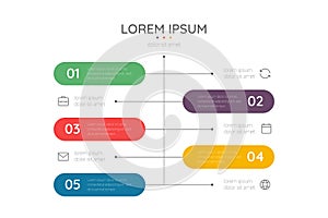 Presentation business infographic template with 5 options, steps or processes.