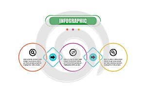 Presentation business infographic template with three options. Vector infographic circle label banner elements and numbers.