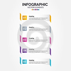 Presentation business Vertical Infographic template with 5 options