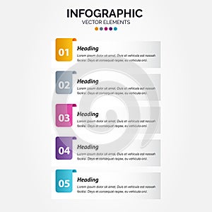 Presentation business Vertical Infographic template with 5 options