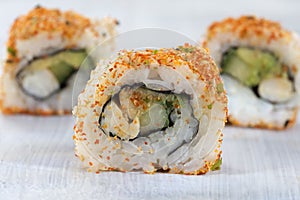 Presentation of Californian sushi rolls