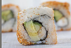 Presentation of Californian sushi rolls