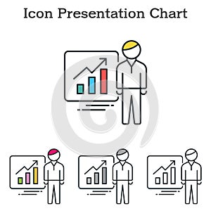 Presentation chart flat icon design for infographics and businesses