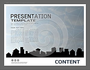 Presentation design template, City buildings and real estate concept, Vector modern background