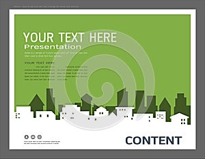 Presentation design template, City buildings and real estate concept, Vector modern background