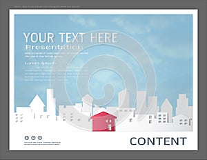 Presentation design template, City buildings and real estate concept, Vector modern background