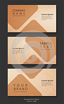 Presentation design vector templates with wooden background texture