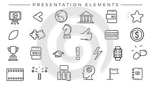 Presentation Elements line icons on the alpha channel.