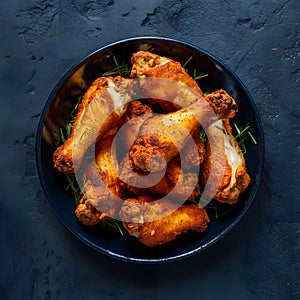 presentation of fried chicken wings in foodgraphy photo