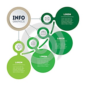 Presentation of Green Business or info graphics concept with 4 steps. A quarter of a circle. Template of Infographic of technology