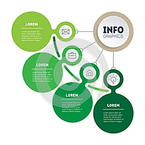 Presentation of Green Business or info graphics concept with 4 steps.  Vector Template of Infographic of technology or education