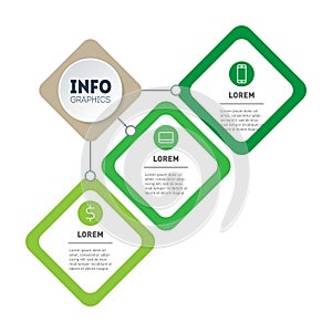 Presentation of Green Business or info graphics concept with three steps. Template of Segmented Annual report. Infographic of