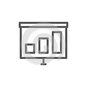 Presentation with growing schedule line icon.