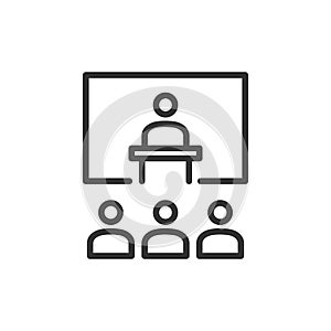 Presentation icon. Business teamwork, team building, work group and human resources minimal thin line web icon set